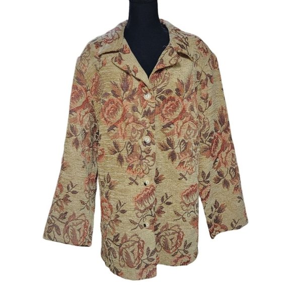 Sag Harbor Jackets & Blazers - Sag Harbor Floral Upholstery Style Fabric Women's Blazer, Size 20W